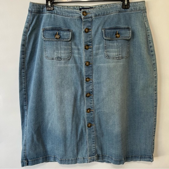 Denim 24/7 Dresses & Skirts - Denim 24/7 Button Front Jean Skirt